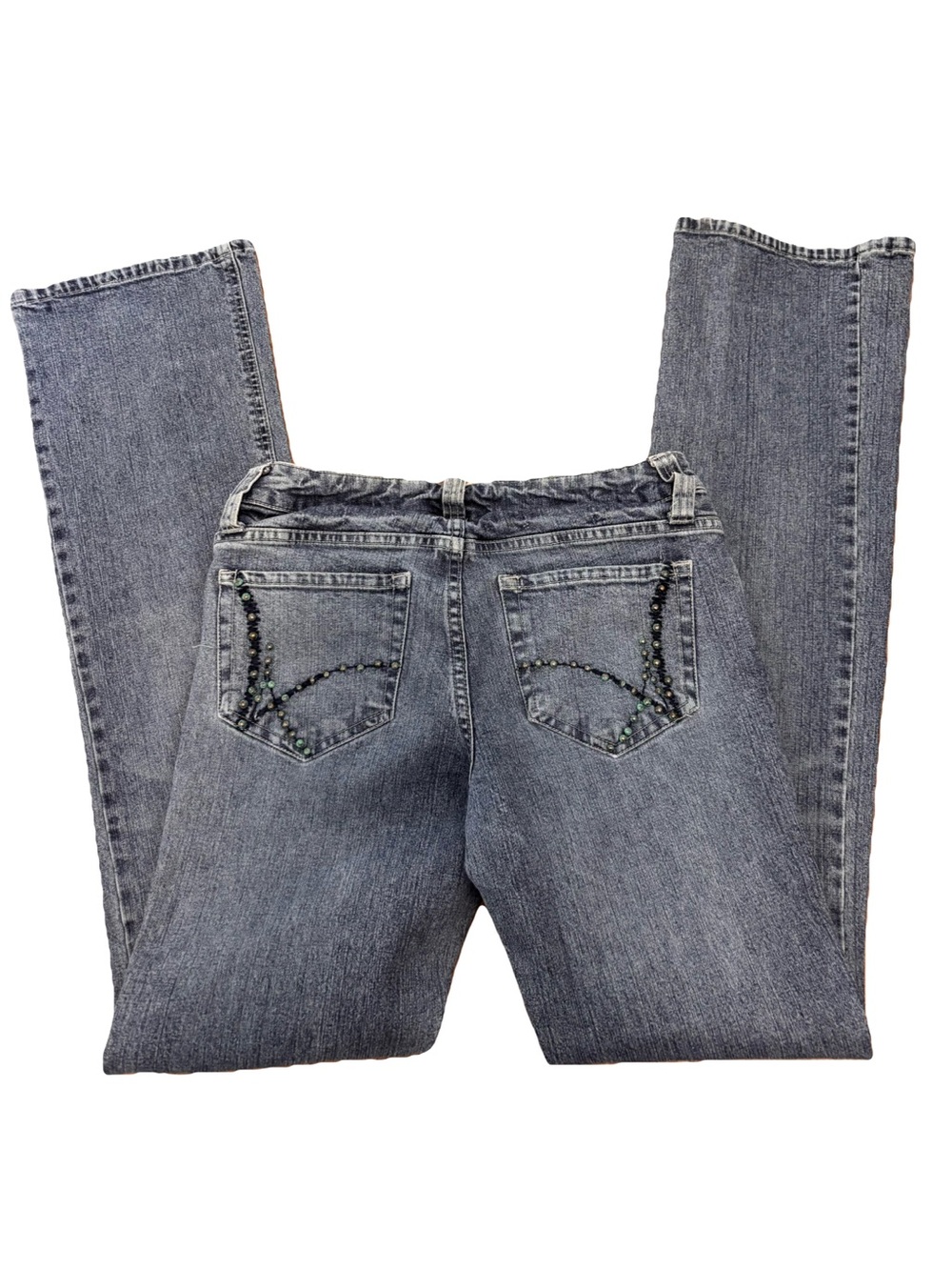 Arizona Jean Company Gray Straight Leg Jeans with Beaded Back Pockets